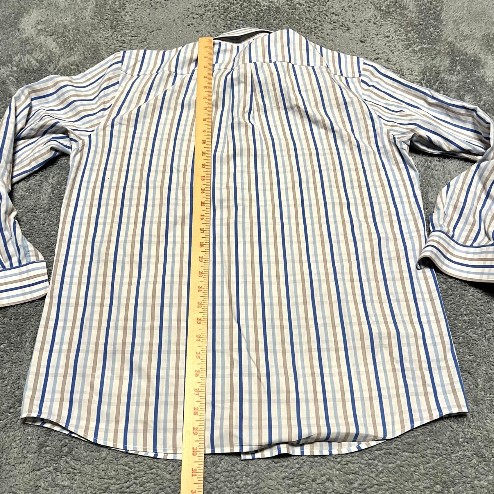 johnnie-O Johnnie-O Shirt Mens Large Performance Blue Striped Long Sleeve Button Regular Formance Blue Mens L Shirt Size US L / EU 52-54 / 3 - 6 Thumbnail