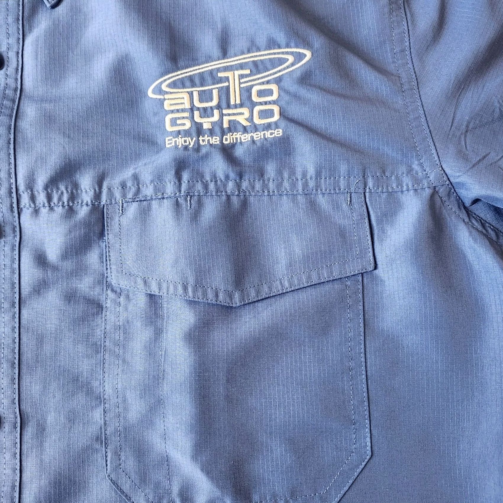Vintage Harriton Aviation Shirt Mens Large Blue Button Up USA Planes Short Sleeve Solid Collar Upward T-Shirts? Size US L / EU 52-54 / 3 - 6 Thumbnail