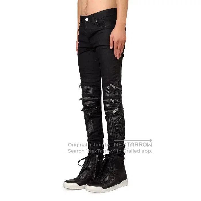 Saint Laurent Paris Saint Laurent Paris Black Leather Patch Zip Moto Pants Size US 31 - 1 Thumbnail