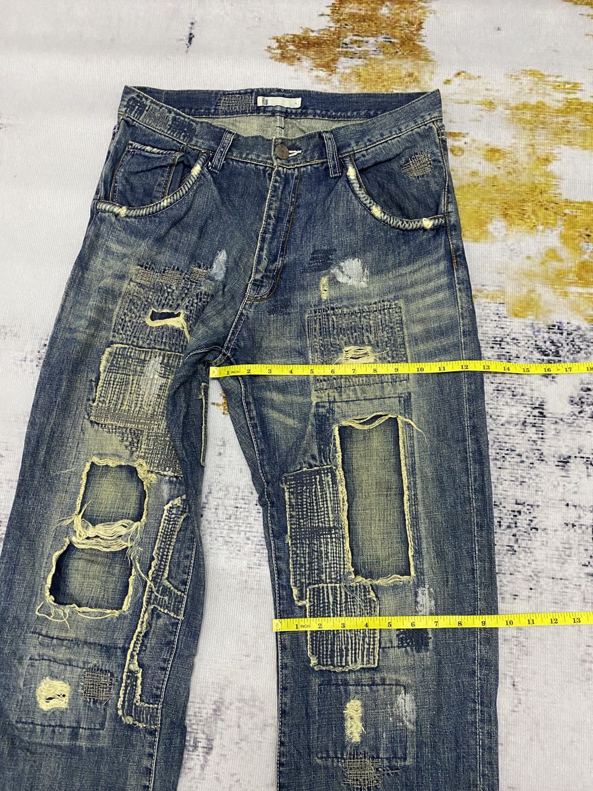 Global Work Vintage Global Work Kurtcobian Inspired Boro Patchwork Jeans Size US 35 - 10 Thumbnail