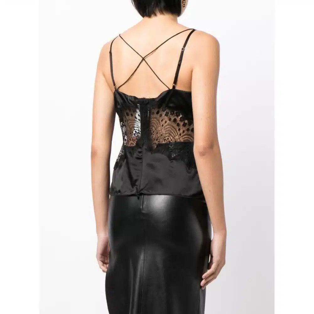 Tom Ford o1loc1c1124 TS2044 Silk Lace Top in Black Size XS / US 0-2 / IT 36-38 - 3 Thumbnail