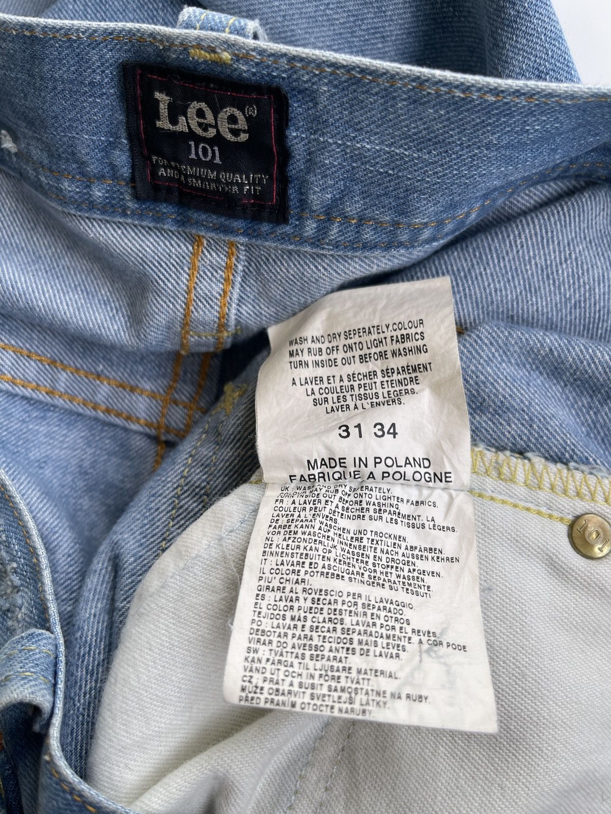 Lee Vintage Lee 101 Men Tapered Distressed Denim Size US 33 - 16 Thumbnail