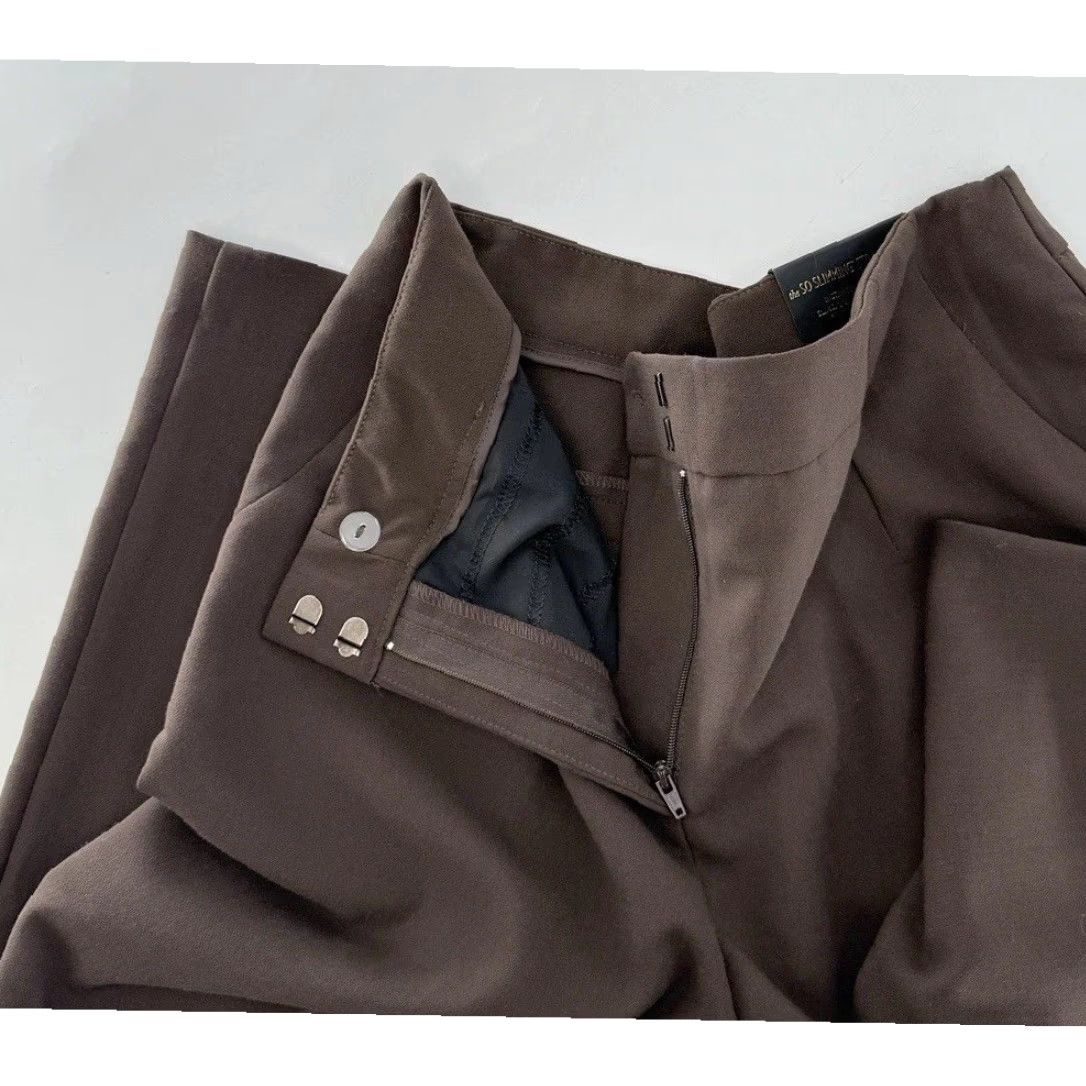 Vintage Chico's So Slimming Brown Straight Leg Dress Pants Sz 1 Women Workwear Preppy City Bohemian Mature Career NWT Size 25" / US 0 / IT 36 - 4 Thumbnail