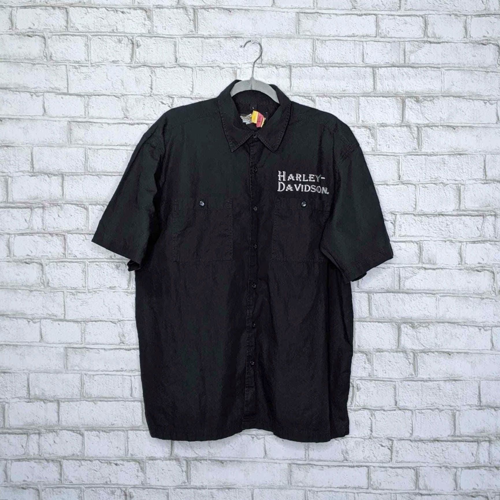 Harley Davidson VINTAGE Harley Davidson Eagle Double Sided Button Shirt Performance Biker HD Motorcycle Unisex Adults L Black Shirt Mens/Girls Size US L / EU 52-54 / 3 - 2 Thumbnail