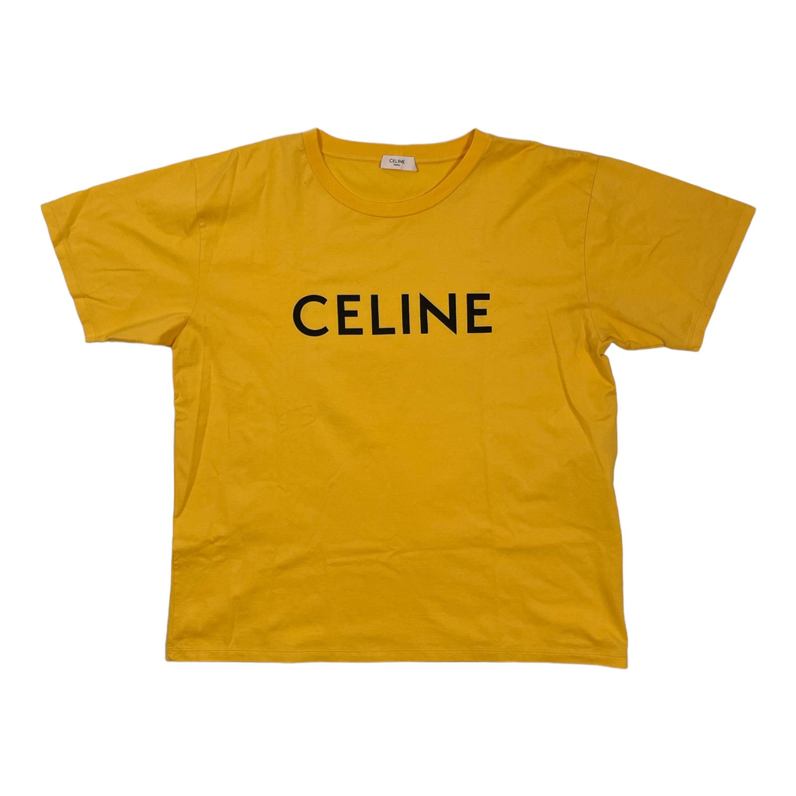 image of Celine Logo Short Sleeve Tee Shirt Mimosa Black Pre-Owned, Men's (Size XL)