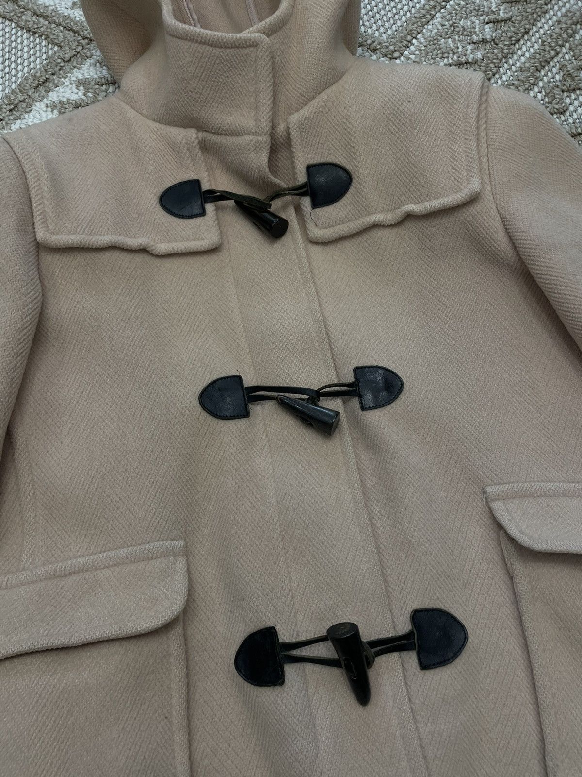 Burberry Women's Burberry Italy Wool Toggle Hooded Coat Flap Pockets Size L / US 10 / IT 46 - 2 Thumbnail