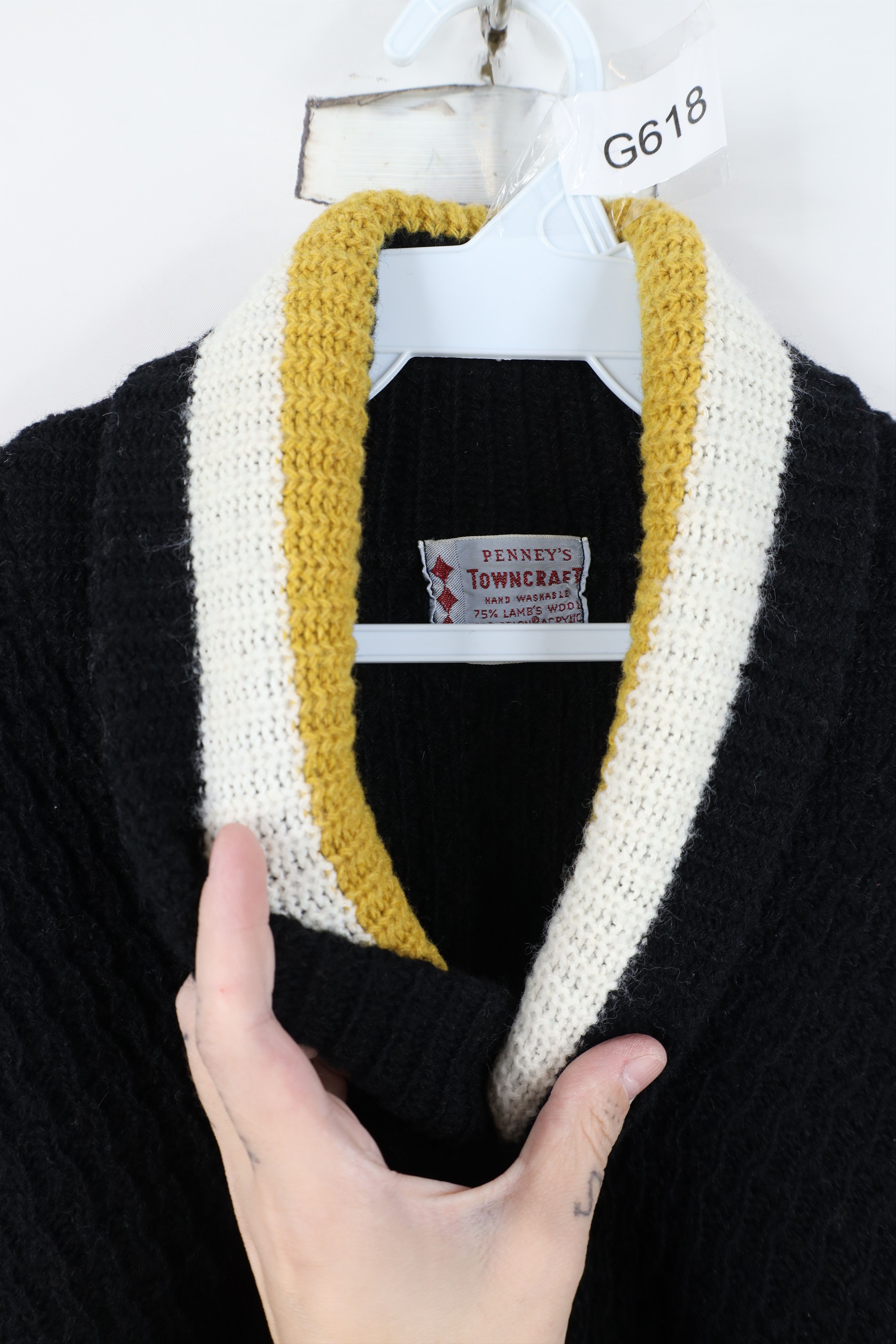 Vintage Vintage 50s Penneys Lambswool Blend Knit Shawl Sweater USA Size US L / EU 52-54 / 3 - 4 Thumbnail