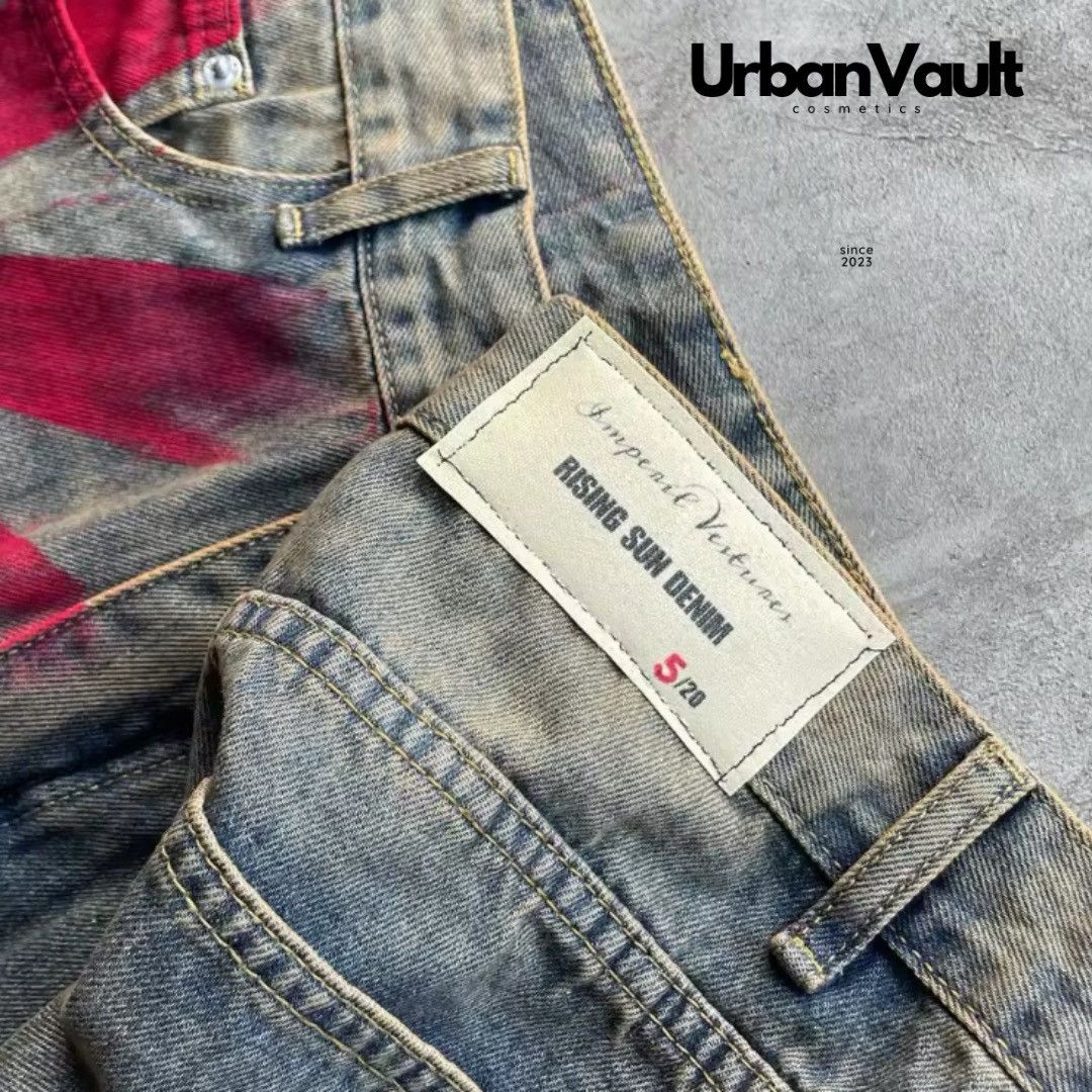 Designer × Vintage Y2K Vintage Red Print Grey Washed Baggy Jeans Size 38" / US 16 / IT 52 - 3 Thumbnail