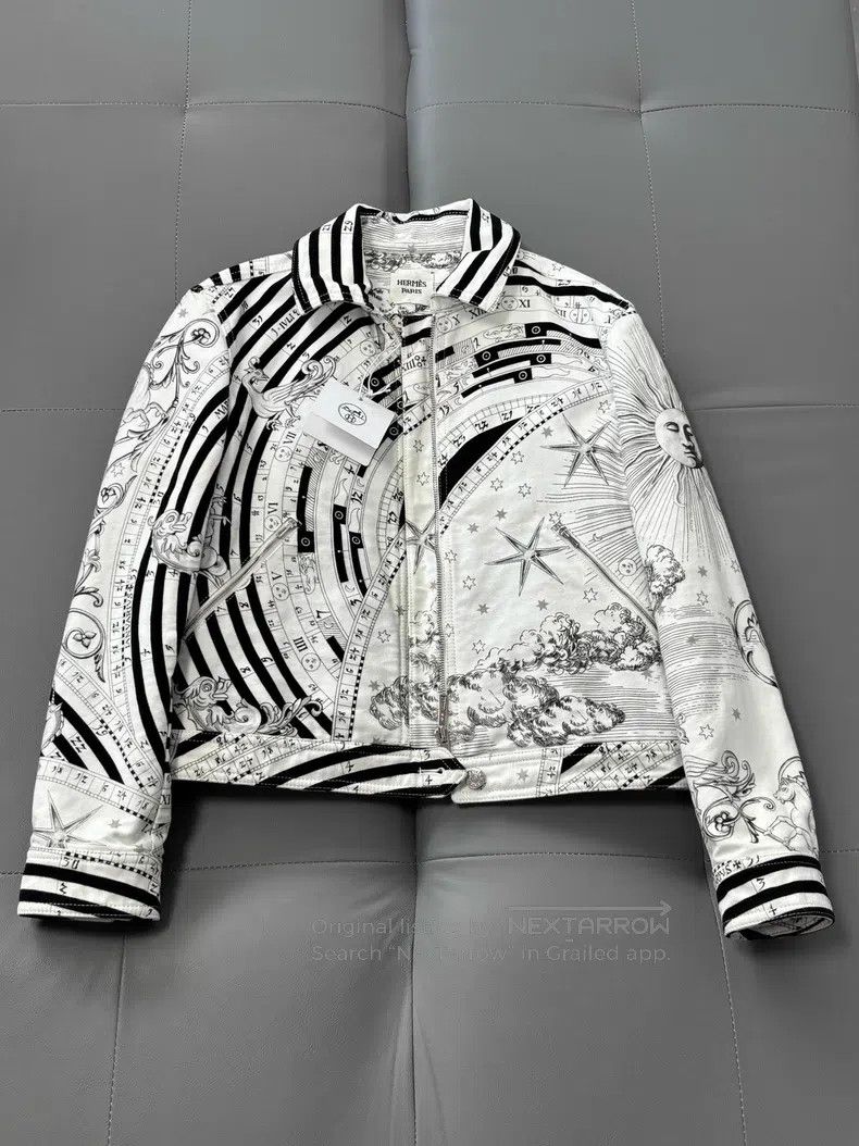 Hermes Astrology Printed Cotton Jacket 100% Cotton Black