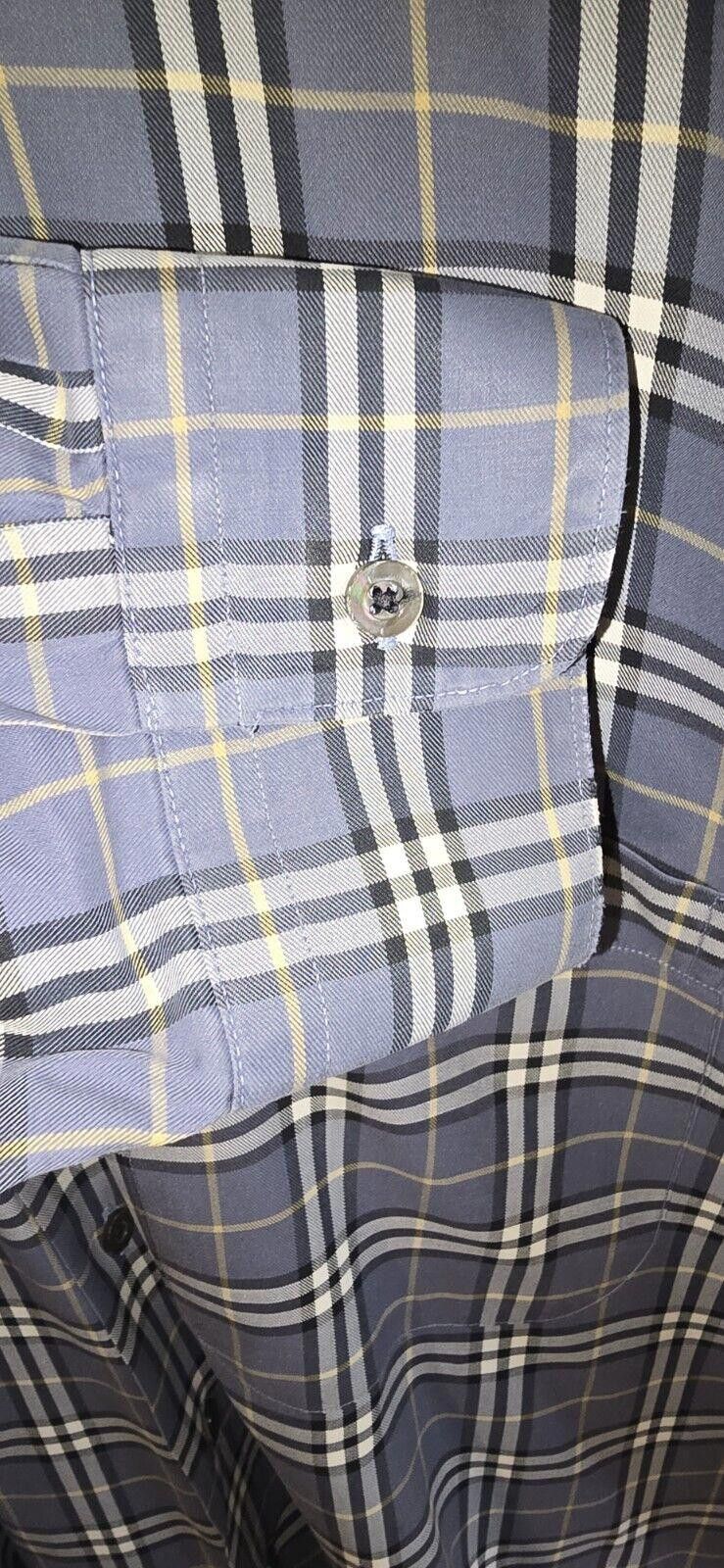 Designer Burberry London Novacheck Shirt Men's XL Long Sleeve Gray Size US XL / EU 56 / 4 - 5 Thumbnail