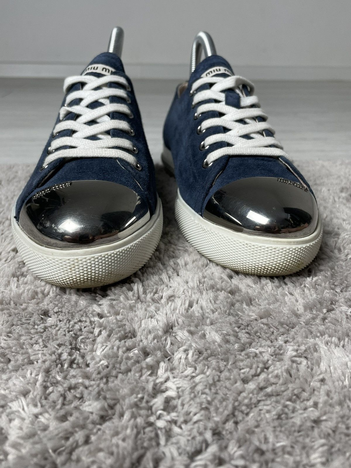 Miu Miu Prada Miu Miu Suede Metal Cap Sneakers Size US 10.5 / IT 40.5 - 4 Thumbnail