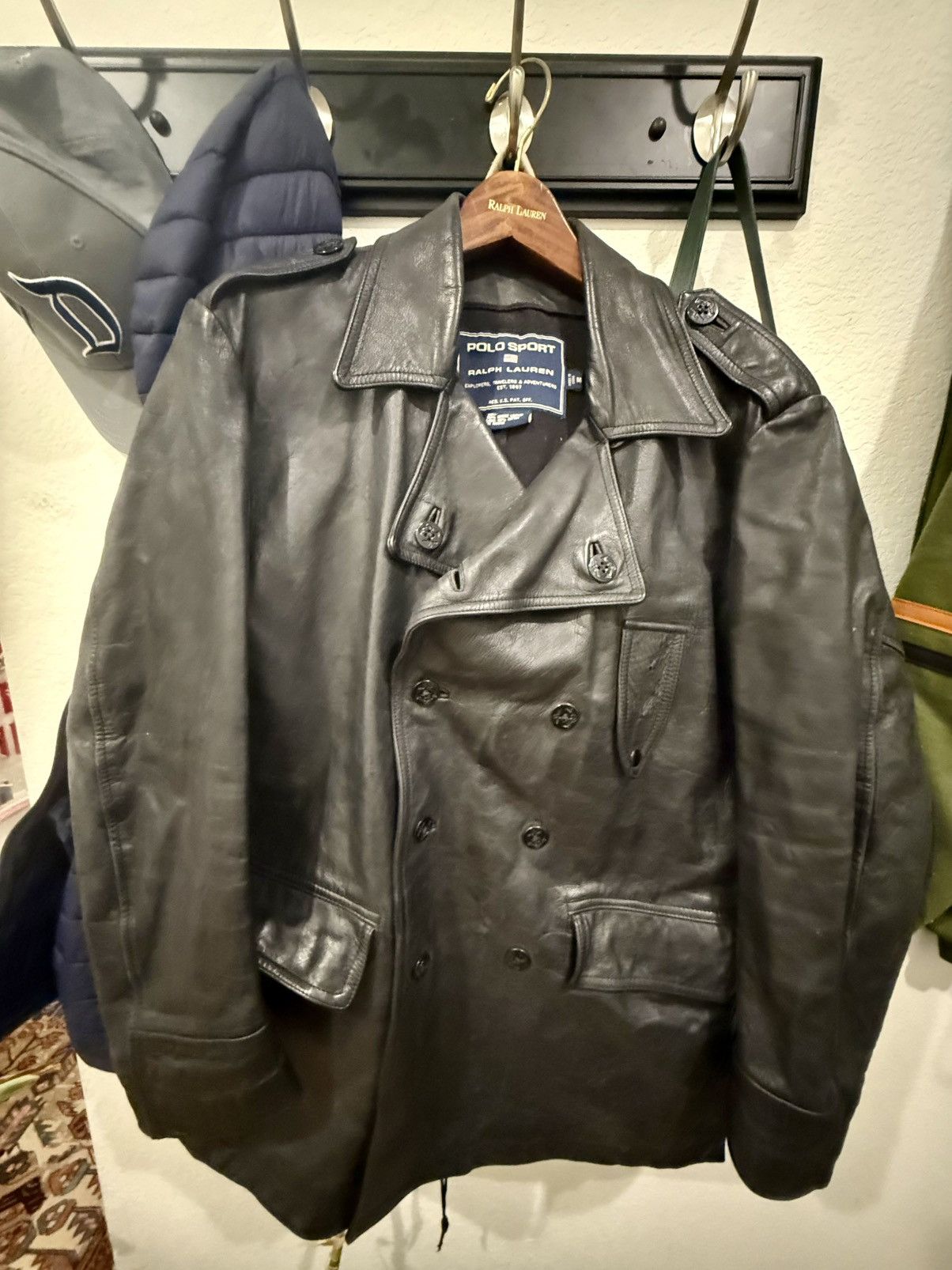 Ralph Lauren Sport “Polo Sport” Leather Peacoat – Vintage c. 1999. Perfect. Size US M / EU 48-50 / 2 - 4 Thumbnail