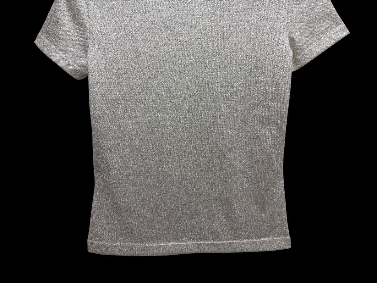 Versus Versace GLAM 💎 GLITTER SILVER TONE RIBBED SPARKLING FINISH TOP TEE Size S / US 4 / IT 40 - 9 Thumbnail