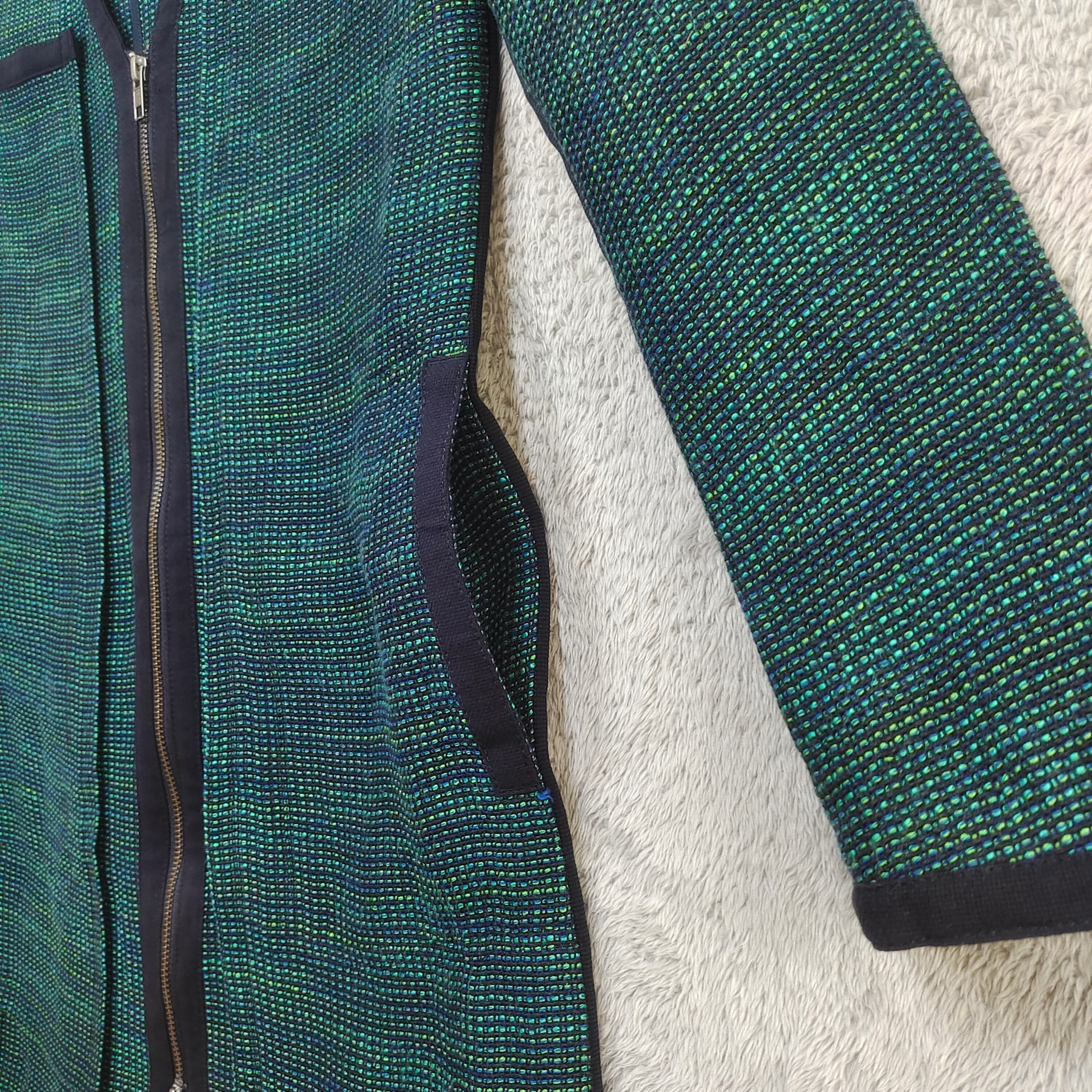 Antonio Berardi Berardi Iridescent Metallic Tweed Zip Cardigan Teal Navy Size M / US 6-8 / IT 42-44 - 6 Thumbnail