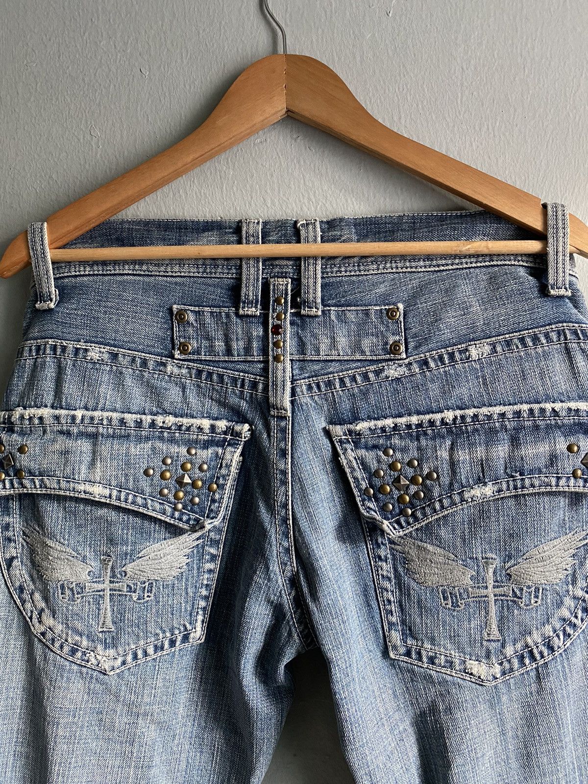 If Six Was Nine × Japanese Brand × Other Ultimax japan studded Cross wing flare men jeans Size US 33 - 3 Thumbnail