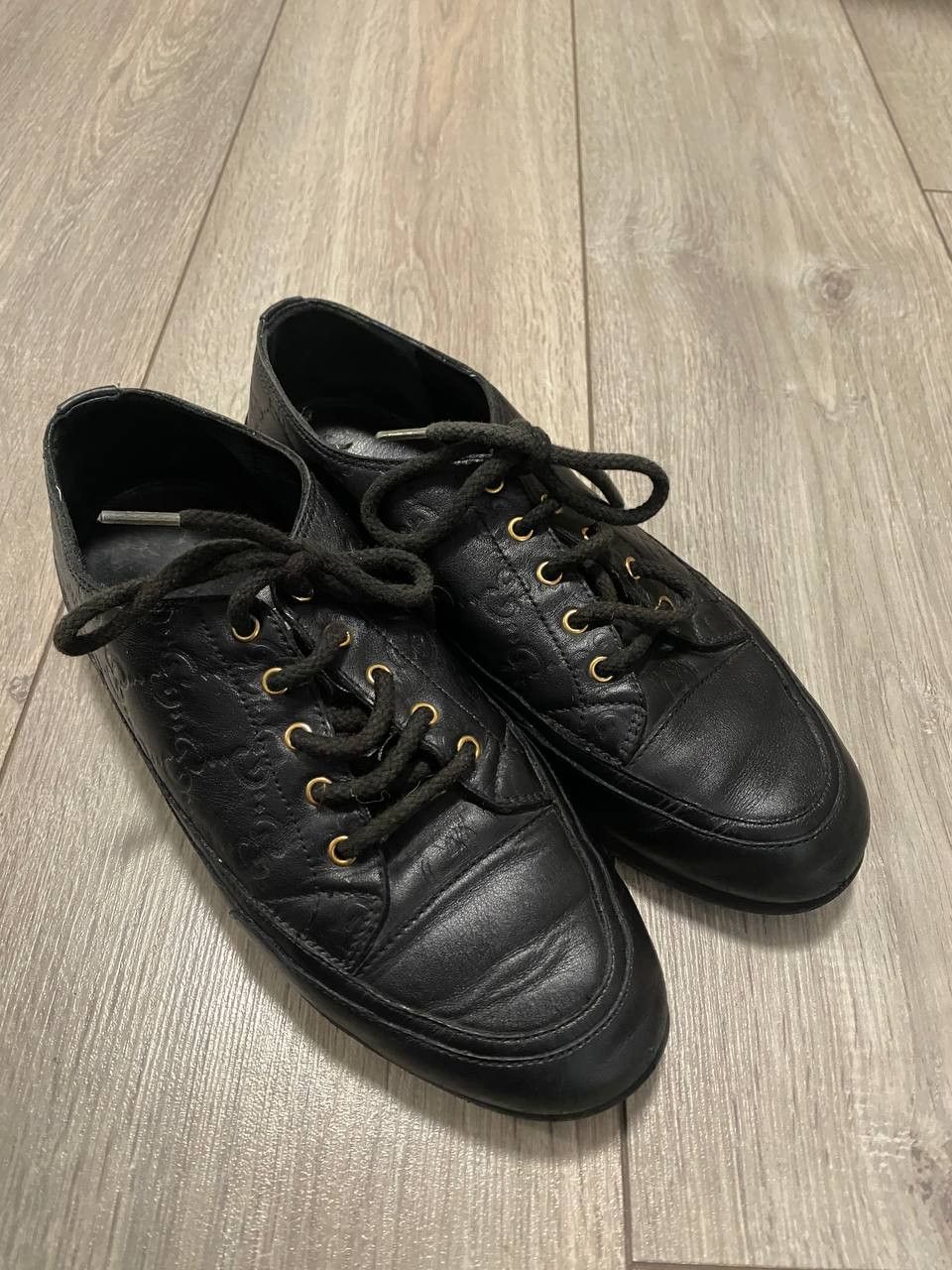 Gucci Vintage Sneakers Gucci Monogram GG Black Leather Size US 5 / IT 35 - 5 Thumbnail
