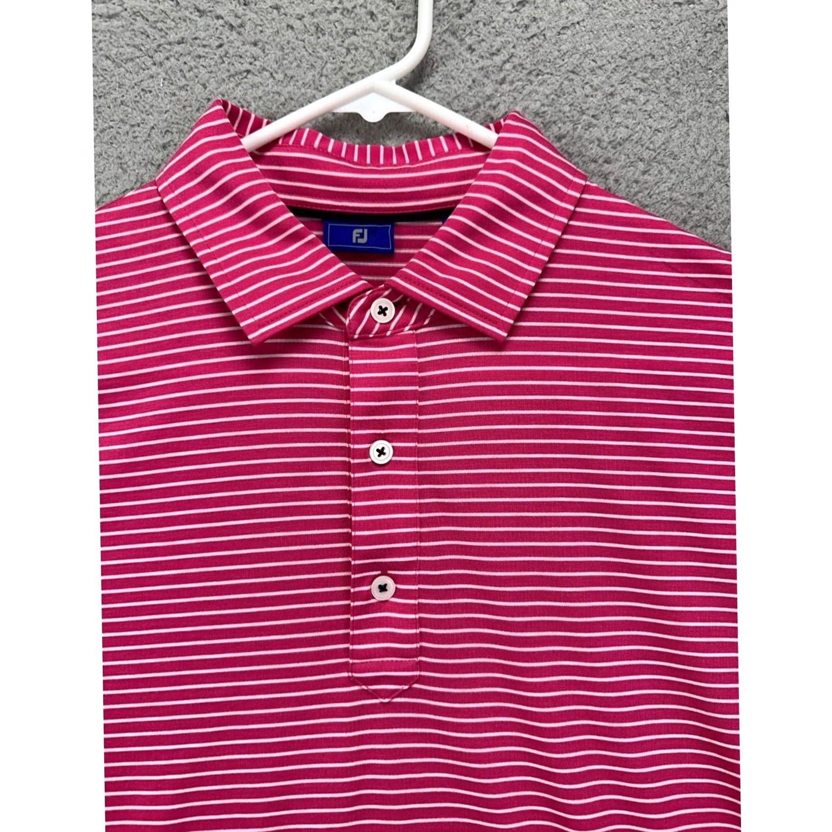 Footjoy FootJoy FJ Shirt Men Medium Pink Pinstripe Polo Golf Rugby Athletic Short Sleeve Size US M / EU 48-50 / 2 - 3 Thumbnail
