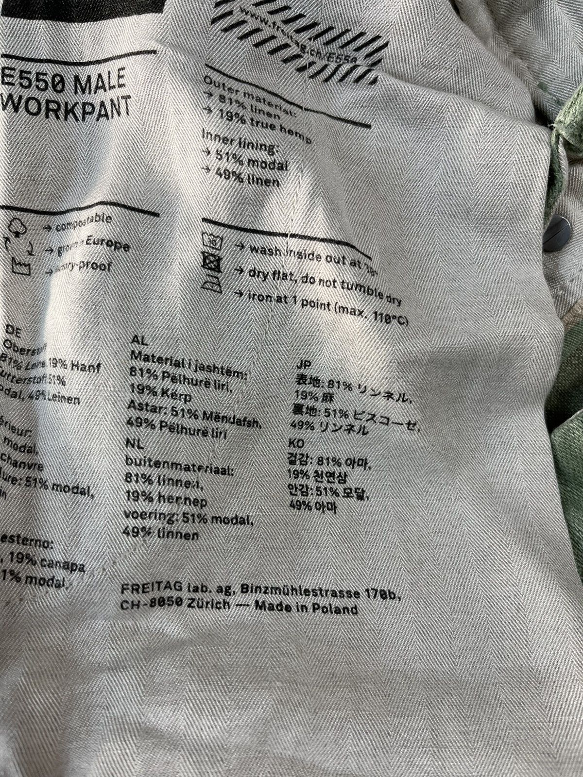 Freitag FREITAG E550 Green Linen Work Pants Size US 32 / EU 48 - 11 Thumbnail
