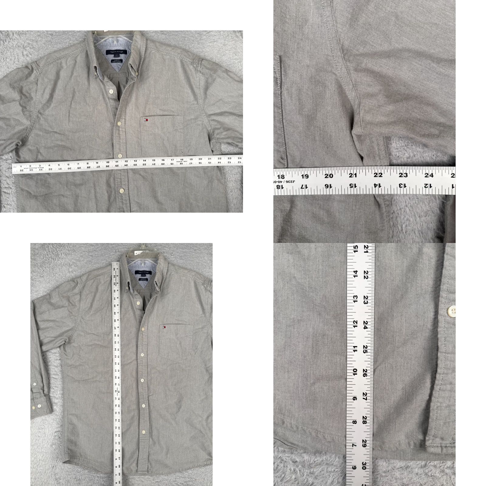 Tommy Hilfiger Tommy Hilfiger Shirt Men Large Gray Button-Up Long Sleeve Pocket Cotton Size US L / EU 52-54 / 3 - 8 Thumbnail