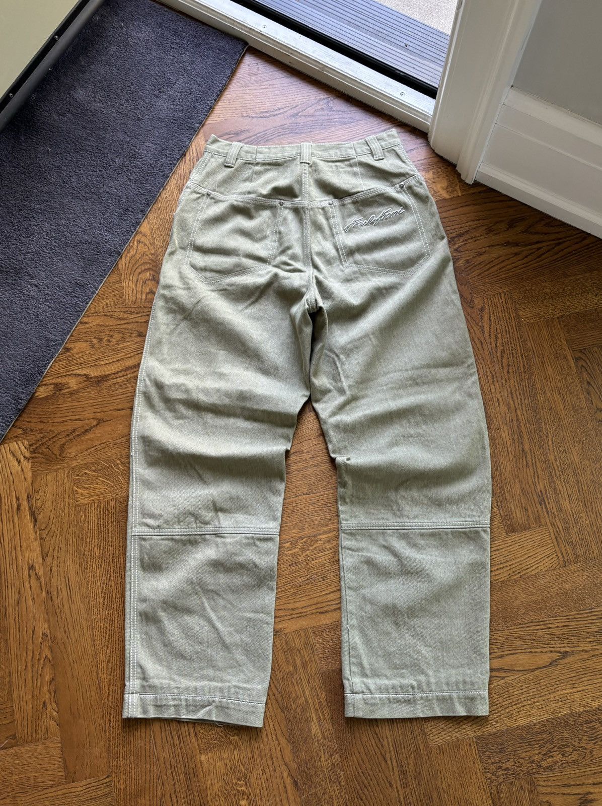 Karl Kani × Vintage 1990s Karl Kani Jeans Vintage Baggy Green Denim Tupac Rap 30 Size US 29 - 2 Thumbnail