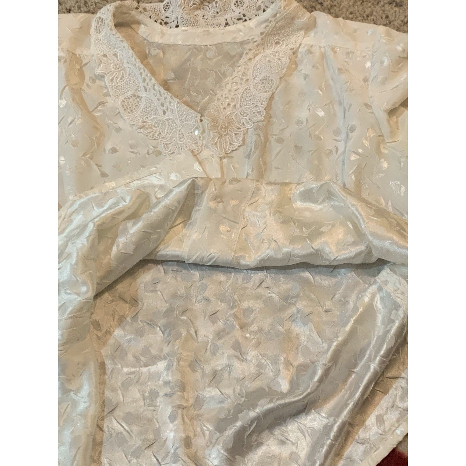 Other Vtg Ivory Long Sleeve M Blouse Crochet Collar Victorian Femi Size M / US 6-8 / IT 42-44 - 5 Thumbnail