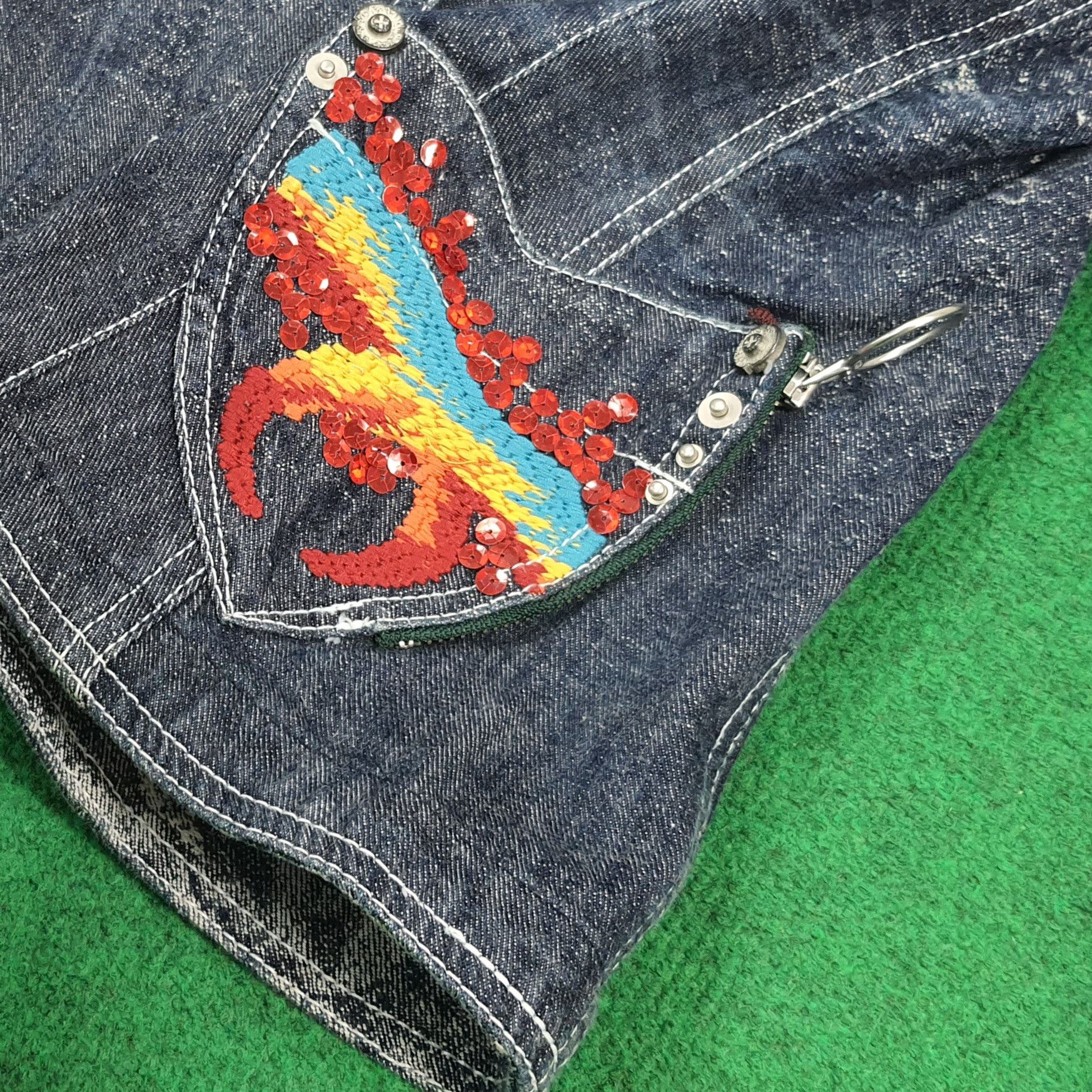 Japanese Brand Vintage Japan GKITALIYA Denim Jacket Boho C296N9 Size XS / US 0-2 / IT 36-38 - 4 Thumbnail