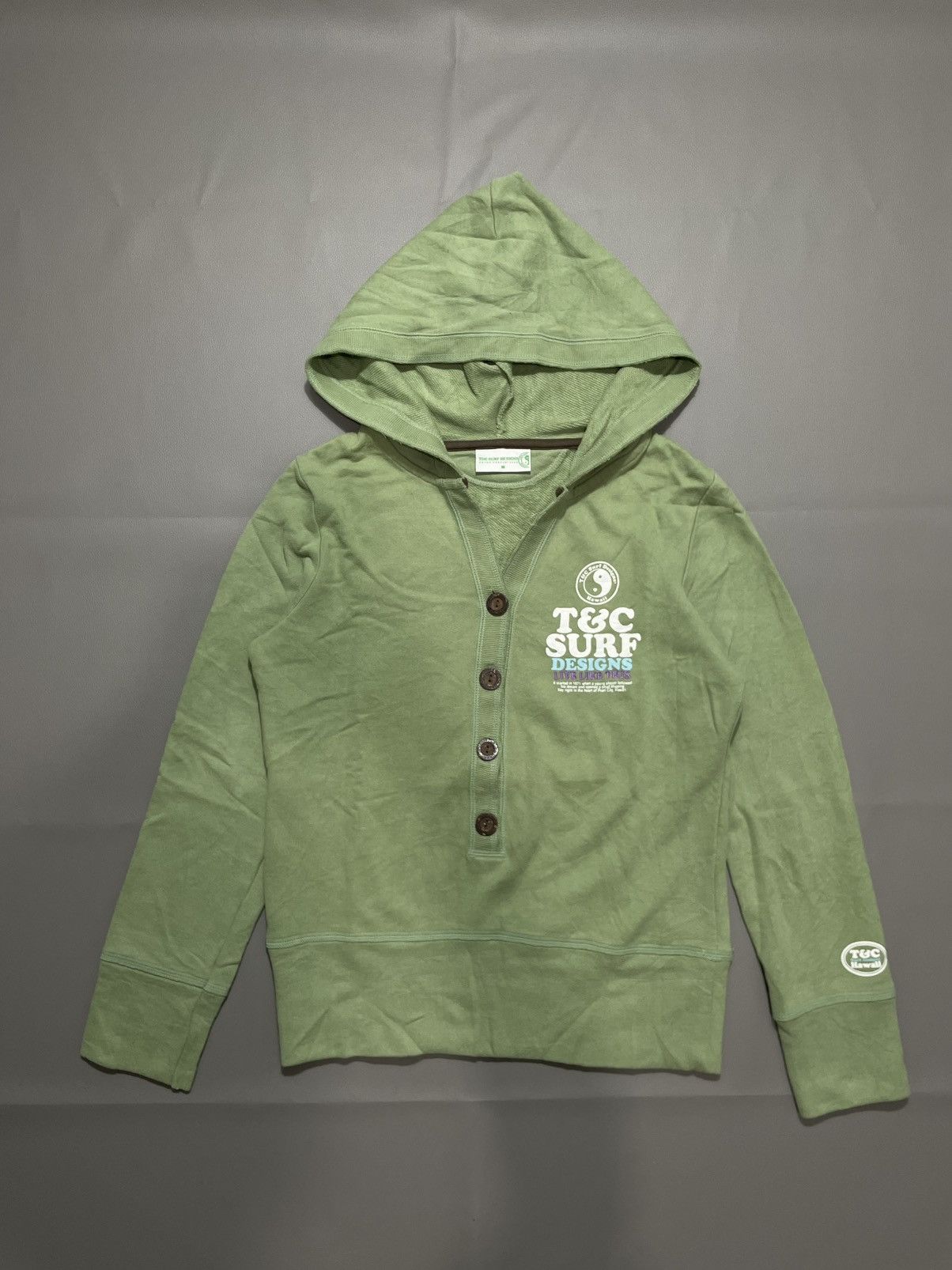 T&C surf Poem Hoodie hakf button Hawaiian style
