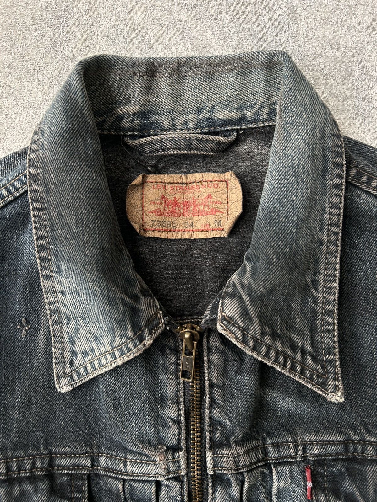 Levi's L.G.B Style Levi’s 73695 Distressed Y2K Full Zip Trucker Size M / US 6-8 / IT 42-44 - 13 Thumbnail