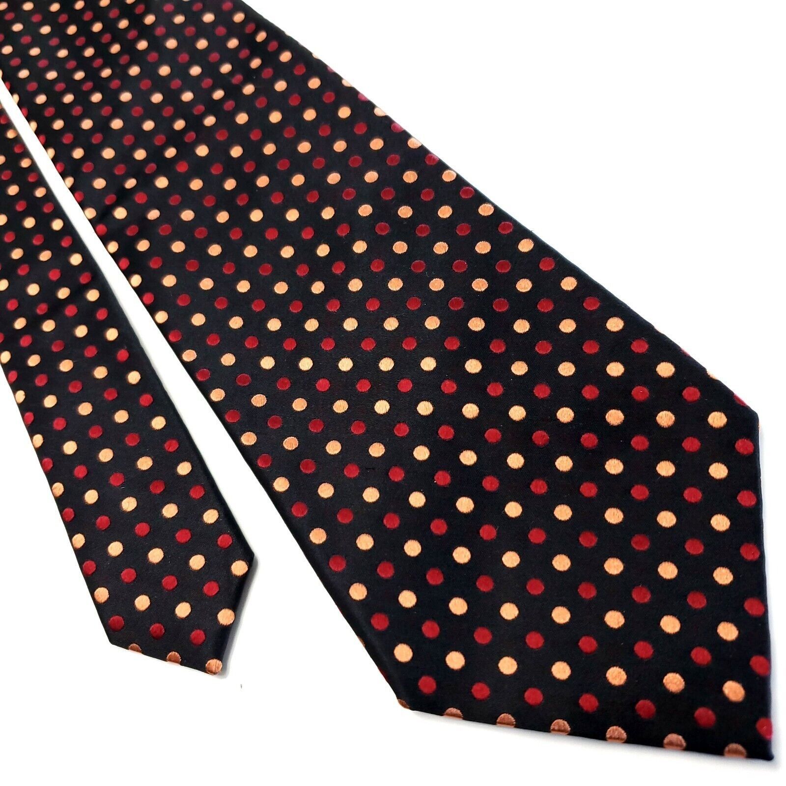 Croft & Barrow Croft & Barrow Black Brown Red Silk Tie Woven Polka Dots Size ONE SIZE - 1 Thumbnail
