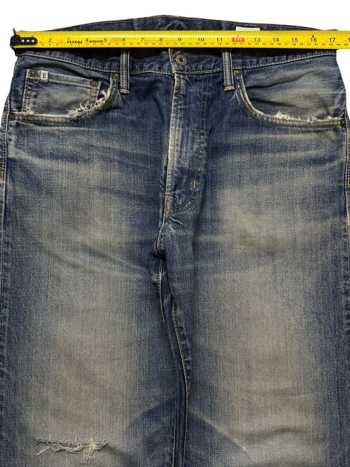 Edwin Vintage 90s Edwin Blue Faded Wash Distressed Straight Loose Size US 34 / EU 50 - 9 Thumbnail