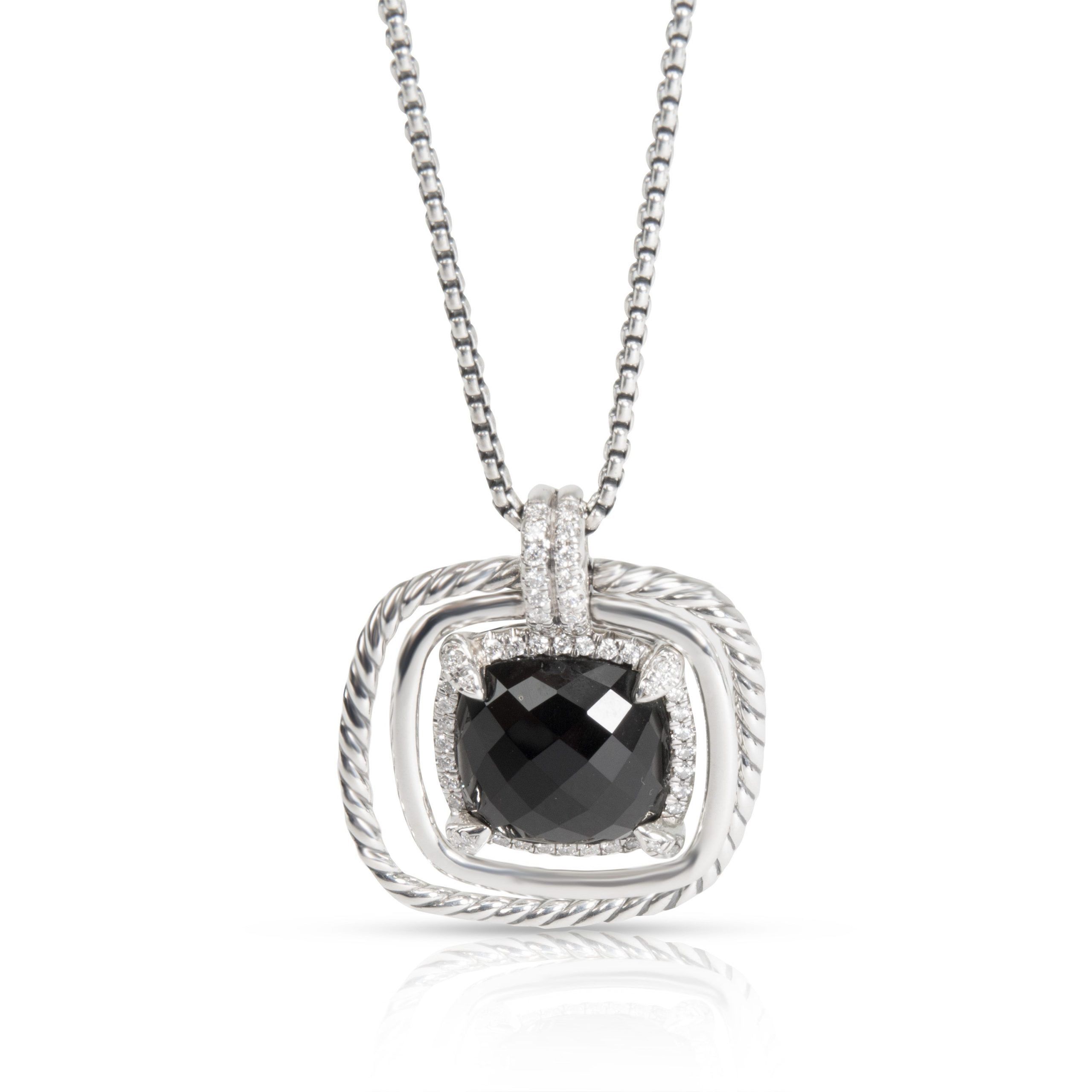 image of David Yurman Châtelaine Onyx & Diamond Pendant In Sterling Silver 0.41 Ctw, Women's