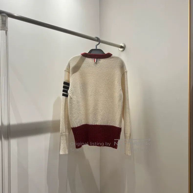 Thom Browne Thom Browne White and Red Classic Sweater Size US M / EU 48-50 / 2 - 5 Thumbnail