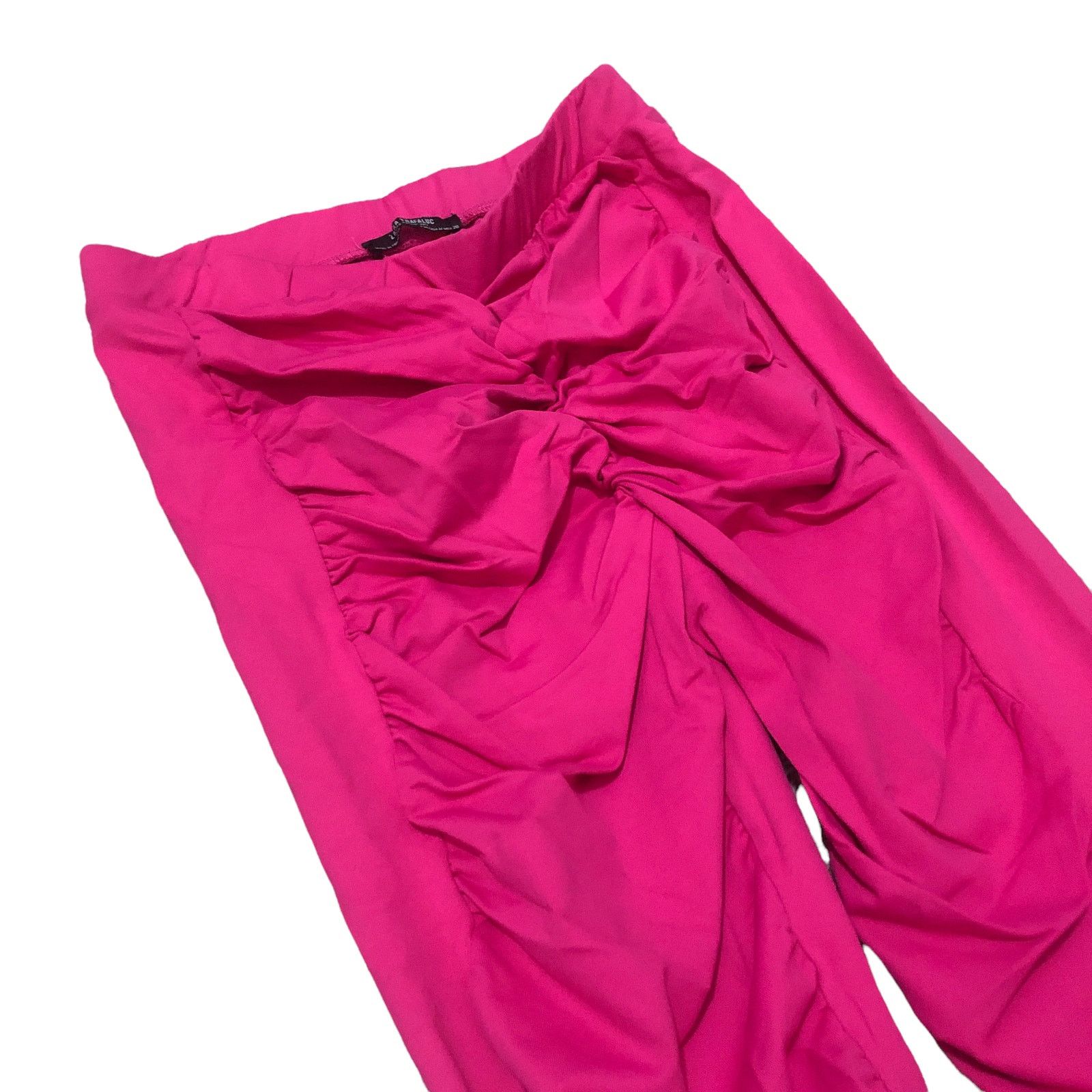 Zara Zara Hot Pink Leggings Pull On Pants Stretch Ruched Front Size 32" / US 10 / IT 46 - 7 Thumbnail
