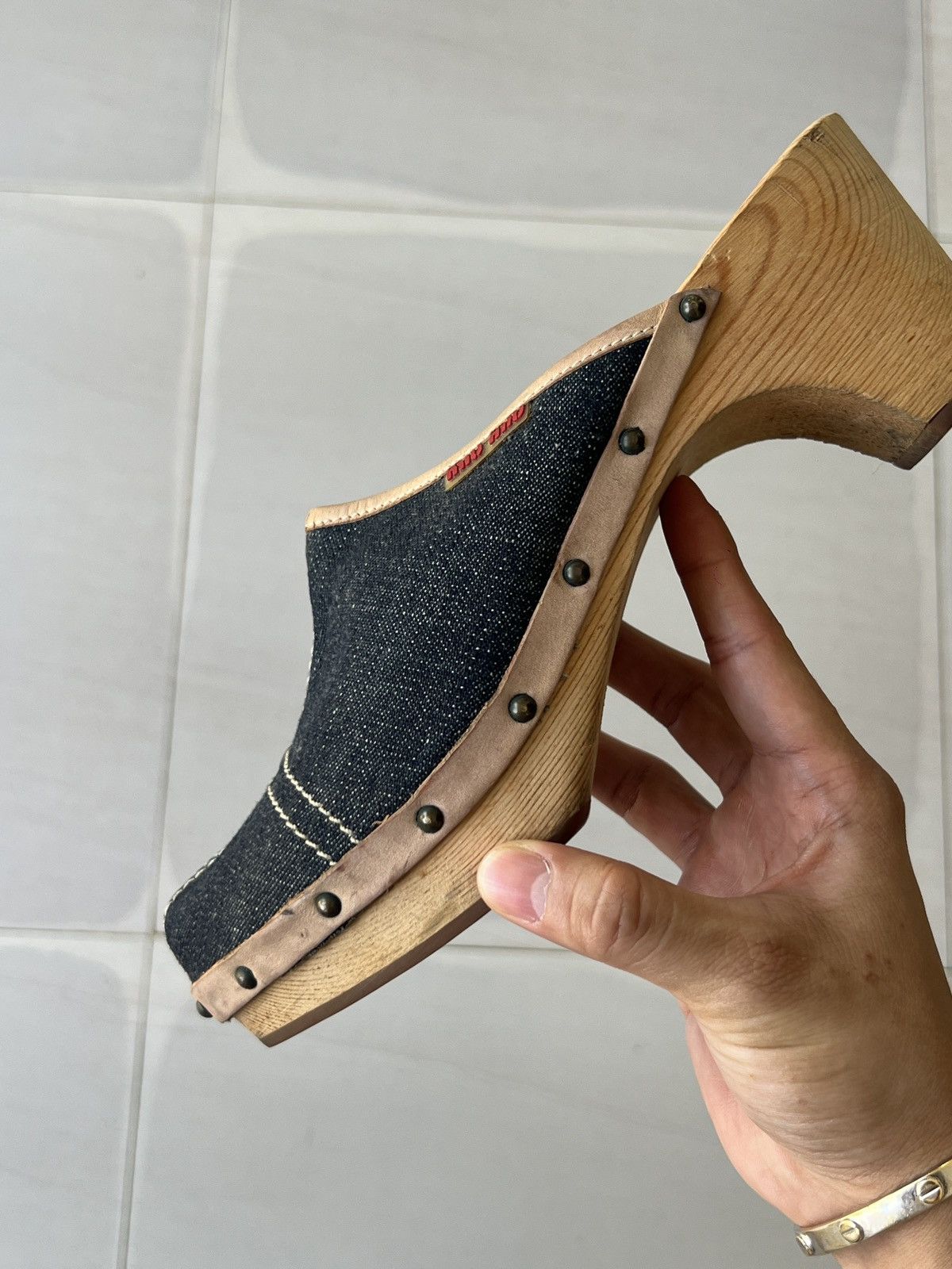 Miu Miu 1990s Miu Miu denim clogs Size US 8 / IT 38 - 23 Thumbnail