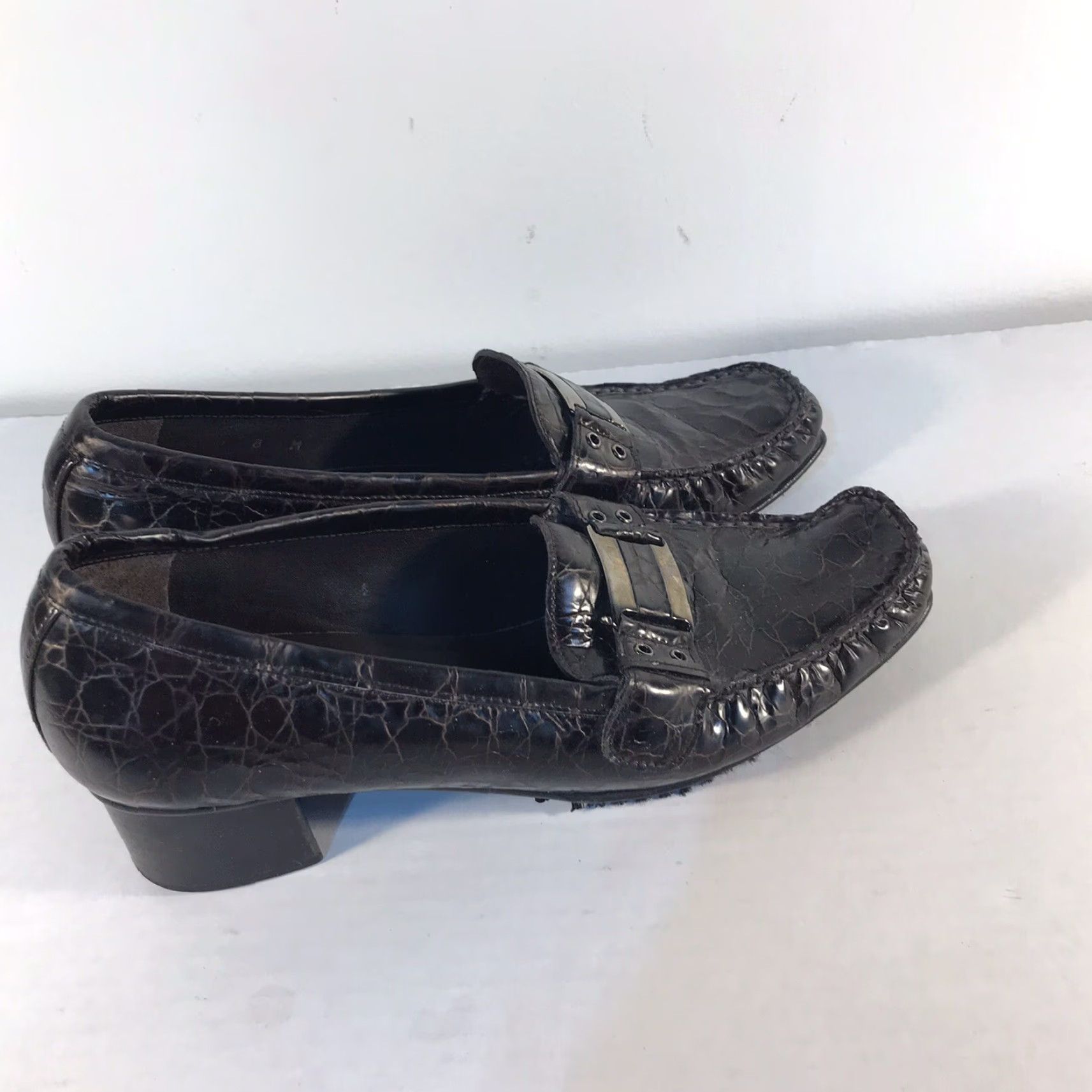 Stuart Weitzman Stuart Weitzman Brown Crackle Leather Mid Heel Loafers Womens Size 8M Size US 8 / IT 38 - 5 Thumbnail