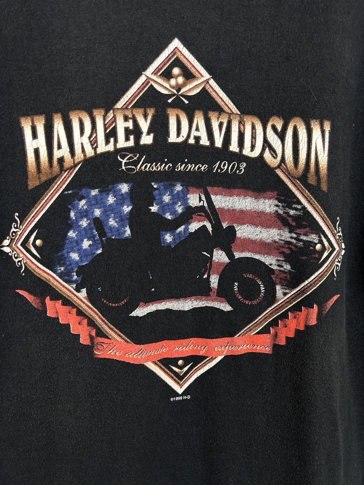 Harley Davidson 90s Vintage 1998 Harley Davidson Center Logo USA T-Shirt Size US XL / EU 56 / 4 - 2 Thumbnail
