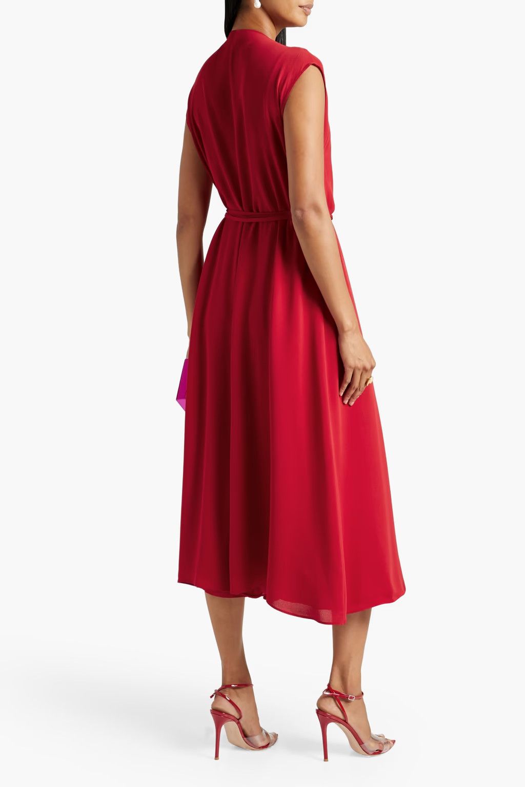 Valentino o1y0326 Midi Dress in Red Size L / US 10 / IT 46 - 3 Thumbnail