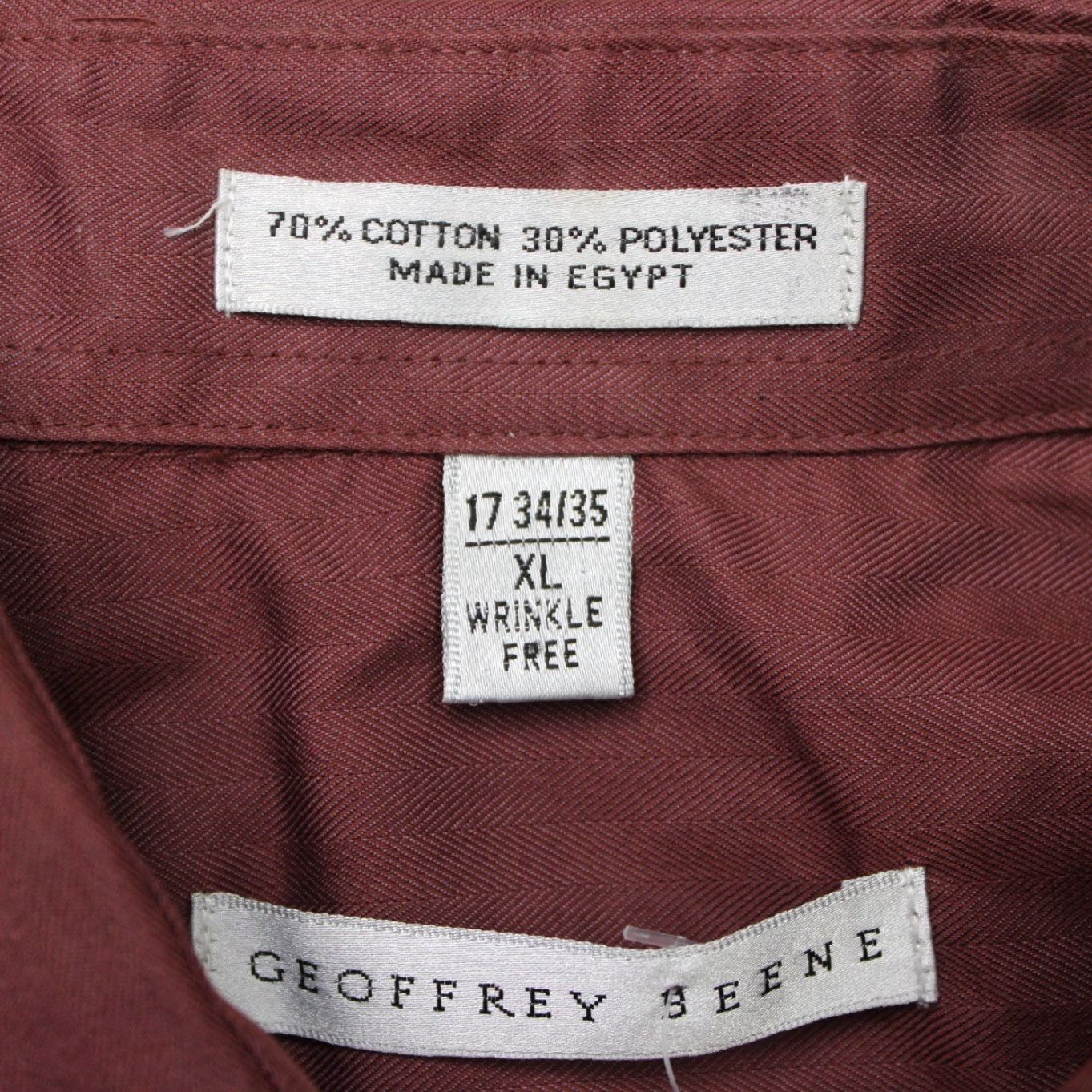 Geoffrey Beene Geoffrey Beene Shirt Mens 17, 34/35 Red Wrinkle Free Cotton/Poly Long Sleeve Button-Down 70% Cotton 30% Polyester Size US XL / EU 56 / 4 - 6 Thumbnail