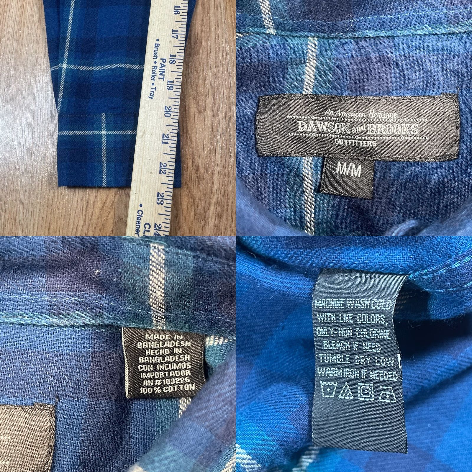Brooks Dawson & Brooks Flannel Shirt Medium M Plaid Cotton Long Sleeve Button Down Mens Size US M / EU 48-50 / 2 - 8 Thumbnail