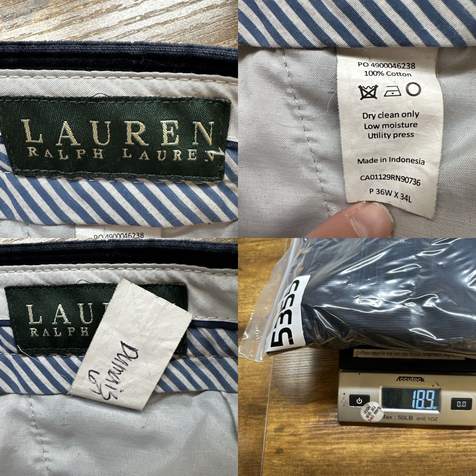 Ralph Lauren Lauren Ralph Lauren Corduroy Pants Mens 36x32 Navy Blue Cotton Flat Front Straight Leg Classic Fit Pants Size US 36 / EU 52 - 8 Thumbnail