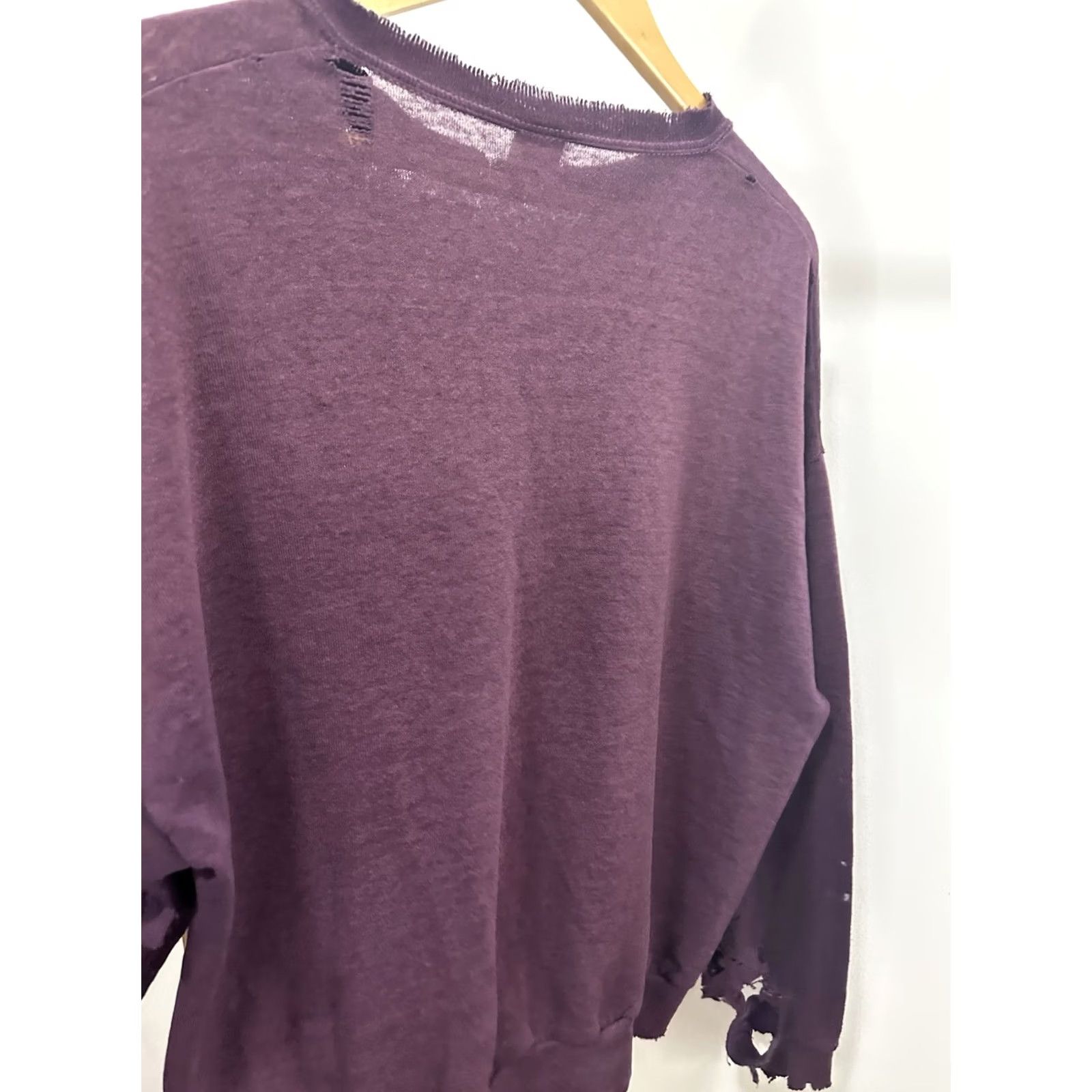 Jerzees VTG 80s Purple Jerzees Sweatshirt XL Distressed Worn Thrashed Burnout Boxy Pullover Men Size US XL / EU 56 / 4 - 5 Thumbnail