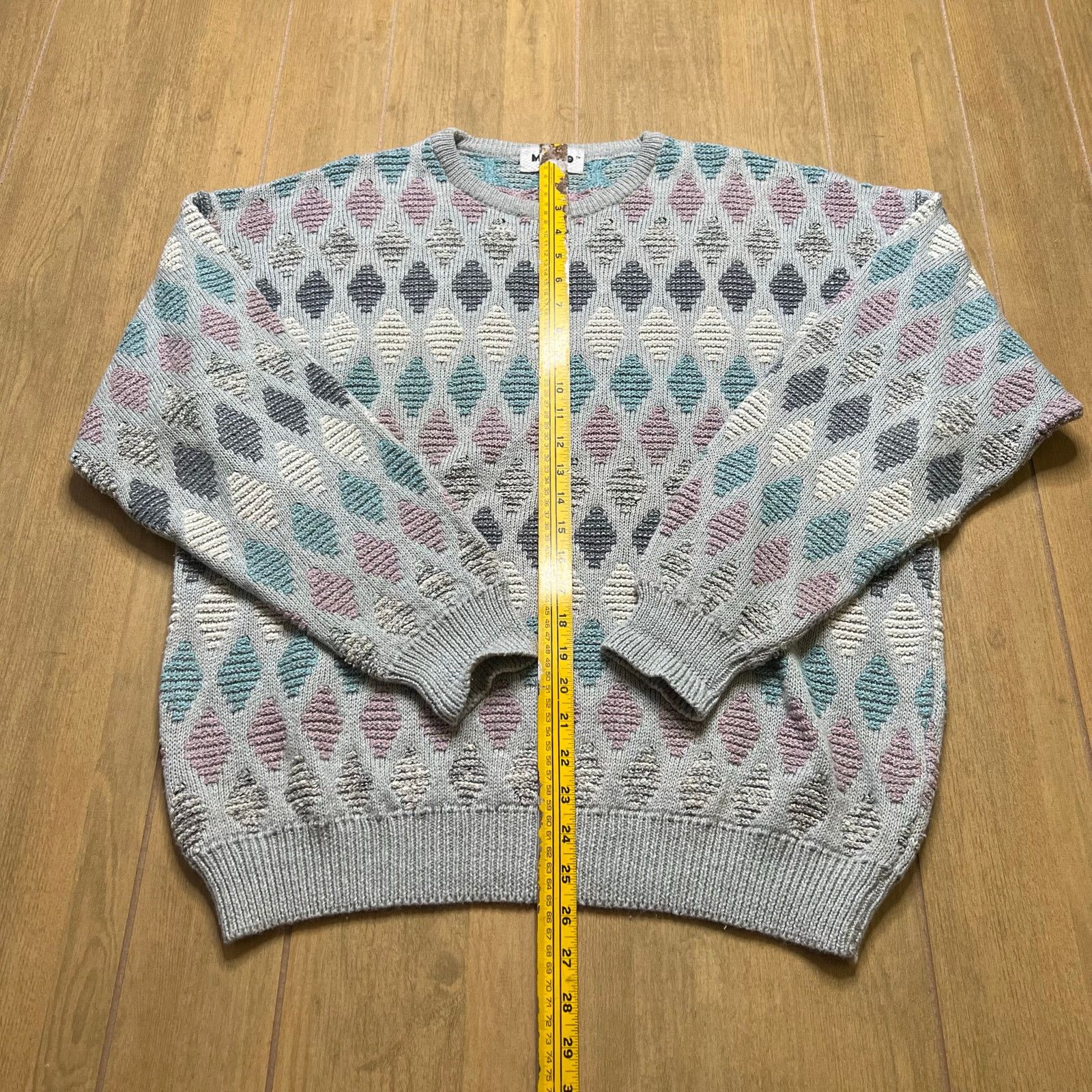 Vintage Vintage MONDO Italy Textured Knit Sweater L 52 Pastel 90s Size US L / EU 52-54 / 3 - 4 Thumbnail
