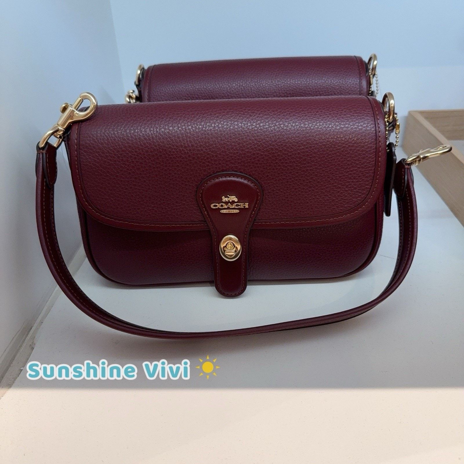 Coach NWT COACH Hadley Shoulder Bag Leather CY683 Gold/Dark Wine Size ONE SIZE - 1 Thumbnail