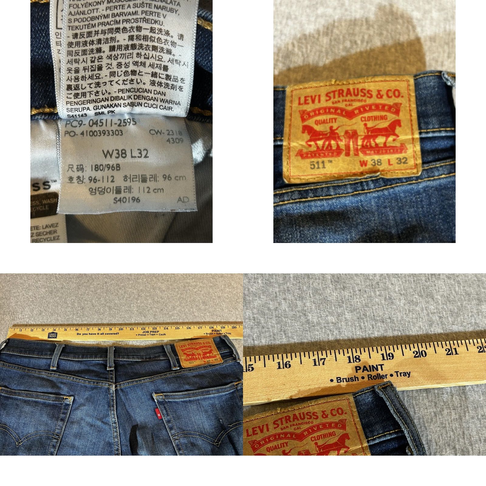 Levi's Levi's 511 Jeans Mens Slim Straight Fit Dark Wash Blue Denim 38x32 Stretch Cotton Polyester Zip Fly Pockets Size US 38 / EU 54 - 8 Thumbnail