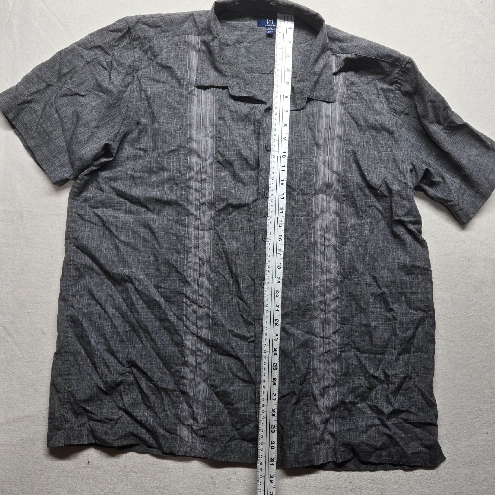 George George Shirt Gray Striped Long Sleeve Button-Up 100% Cotton Casual Adult Men 2XL Size US XXL / EU 58 / 5 - 5 Thumbnail