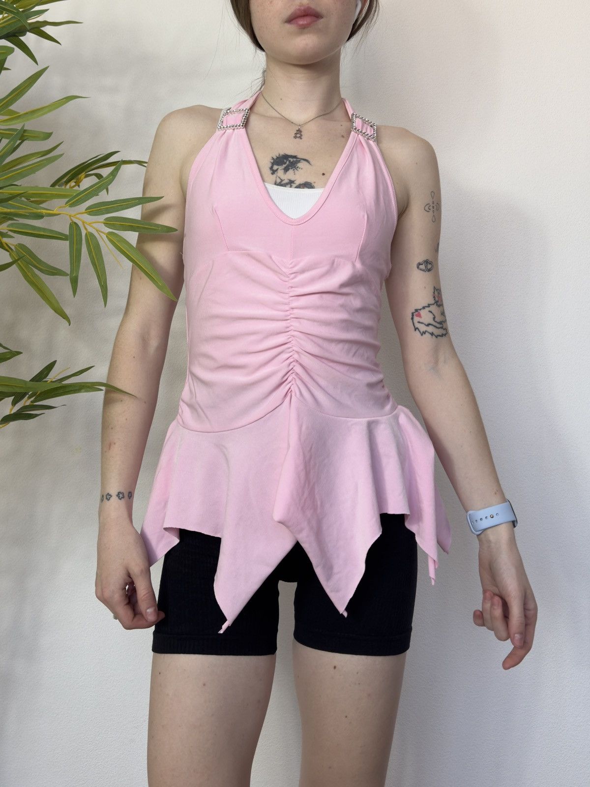 Vintage CUTE ELASTIC LACE RUCHES TANK TOP Size S / US 4 / IT 40 - 6 Thumbnail