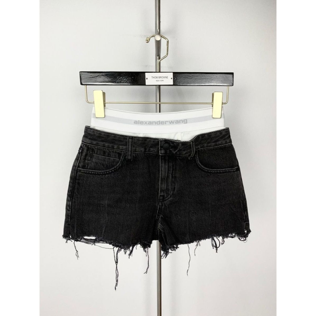 Alexander Wang Alexander Wang Womens Black Denim Shorts With Logo Waistband Size 26" / US 2 / IT 38 - 1 Thumbnail
