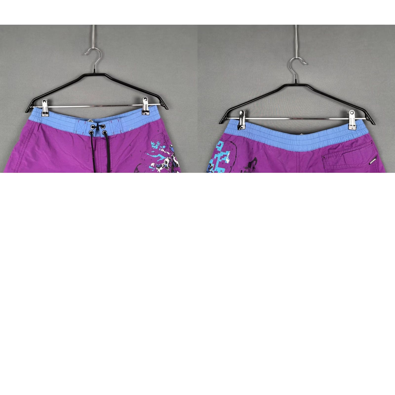 Diesel Diesel Shorts Womens M Purple Cotton Stretch Drawstring Beach Casual Modern Classic Womens Size 32" / US 10 / IT 46 - 8 Thumbnail