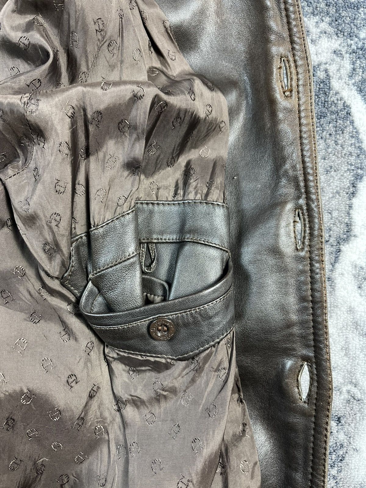 Leather Vintage Leather Bomber Jacket / Brown / Ribbed Trim / Men’s Size US L / EU 52-54 / 3 - 13 Thumbnail