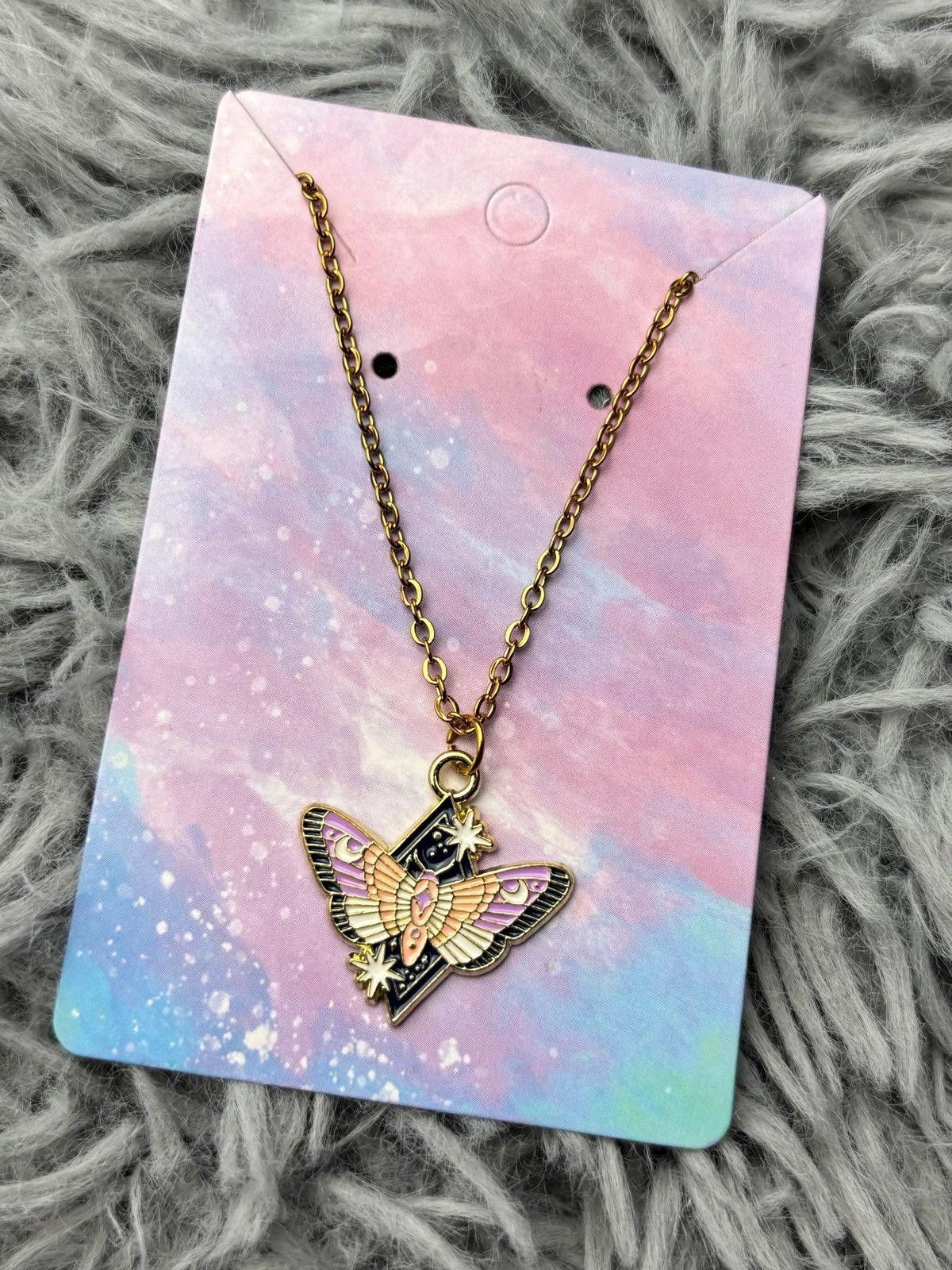 Handmade Butterfly necklace lilac peach white moon Size ONE SIZE - 1 Preview